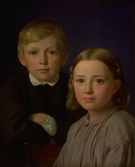 Jens Simmelkær Asmussen og Katrine Asmussen som børn, by Constantin Hansen