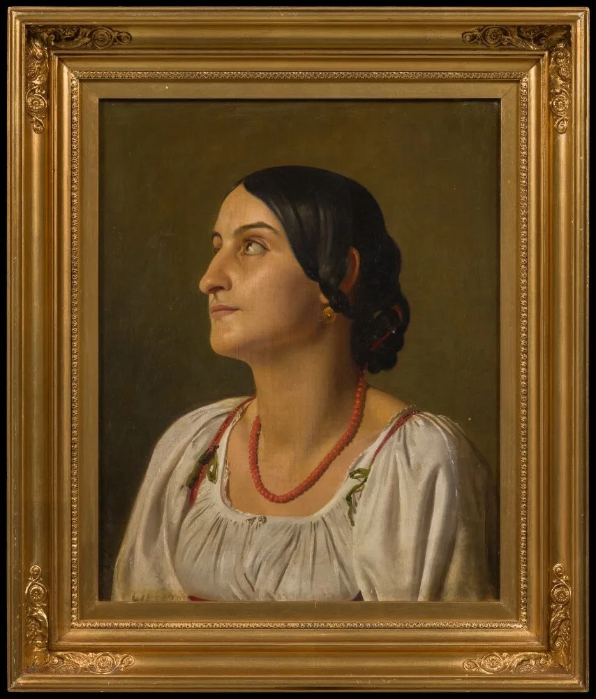 Woman from Sora. Study for altar board in Valby Church, by Constantin Hansen, oil, 1841