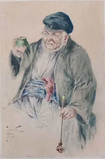 Bătrân cu ulcică verde, by Constantin Jiquidi