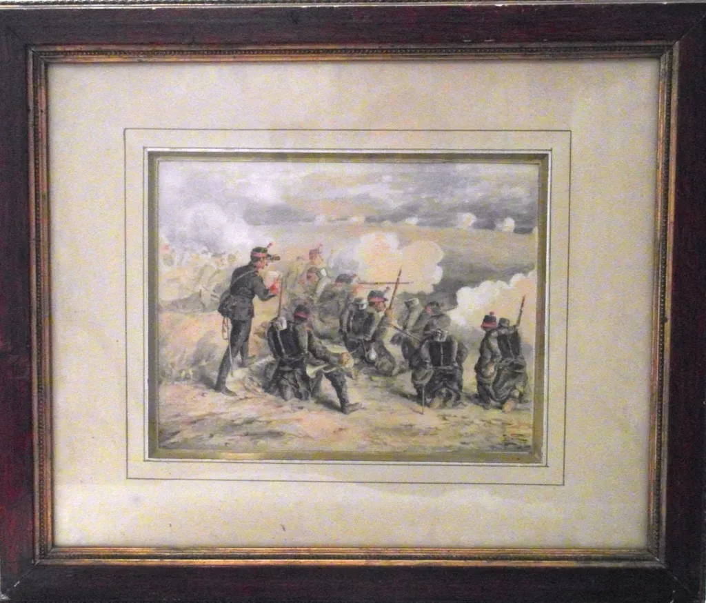 Grup de dorobanți pe poziție de atac, by Constantin Jiquidi, unspecified, 1891