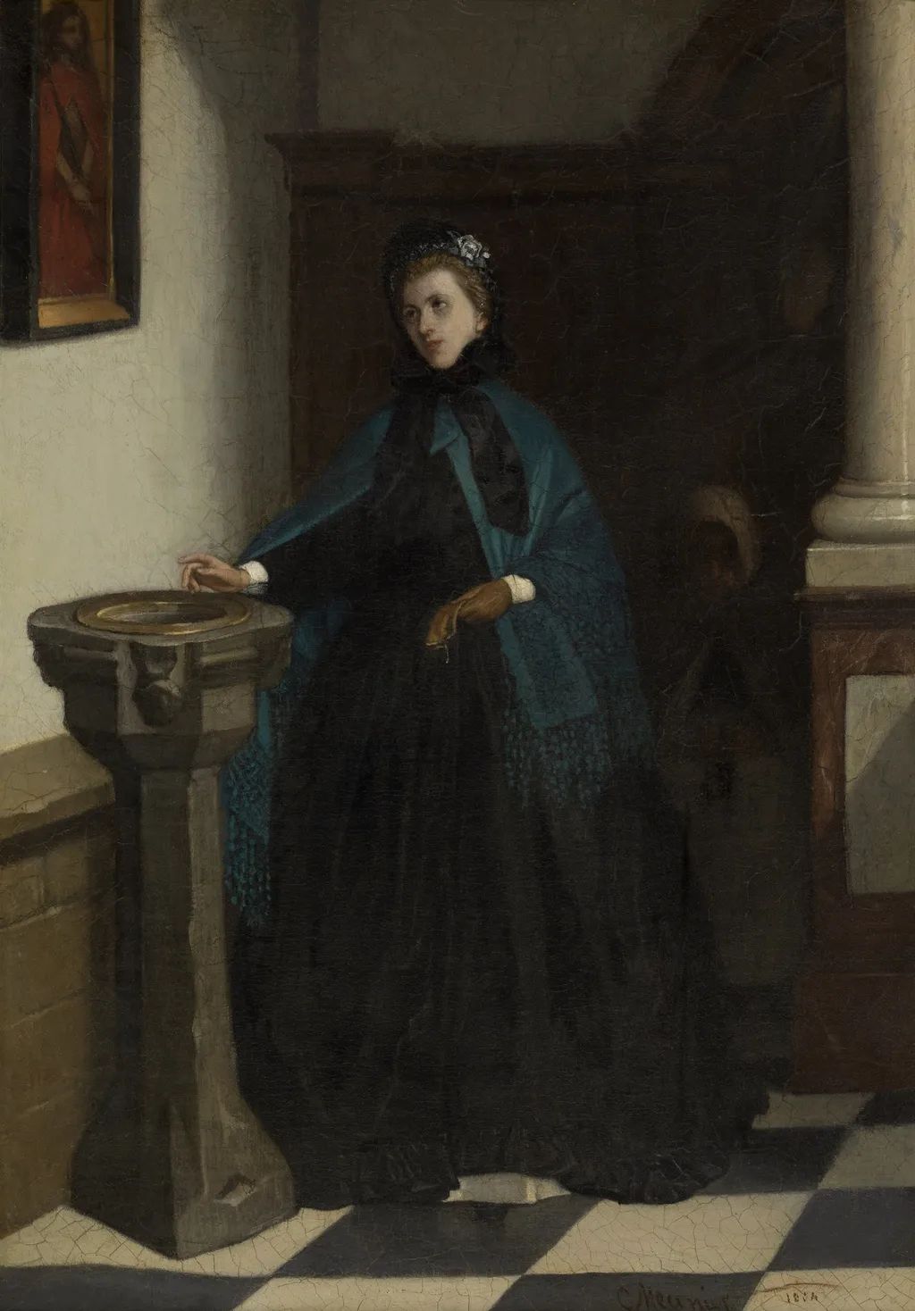 Holy-Water Font, by Constantin Meunier, oil, 1854