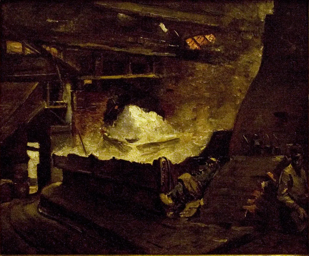In a Salt Refinery at Rupelmonde, by Constantin Meunier, oil, 1878