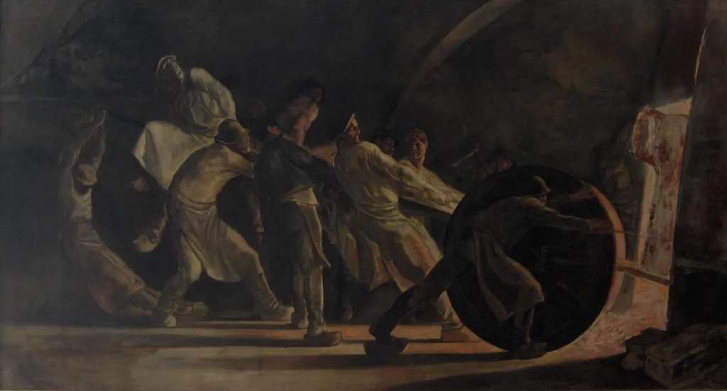 The removal of the cracked melting pot, by Constantin Meunier, oil, 1893