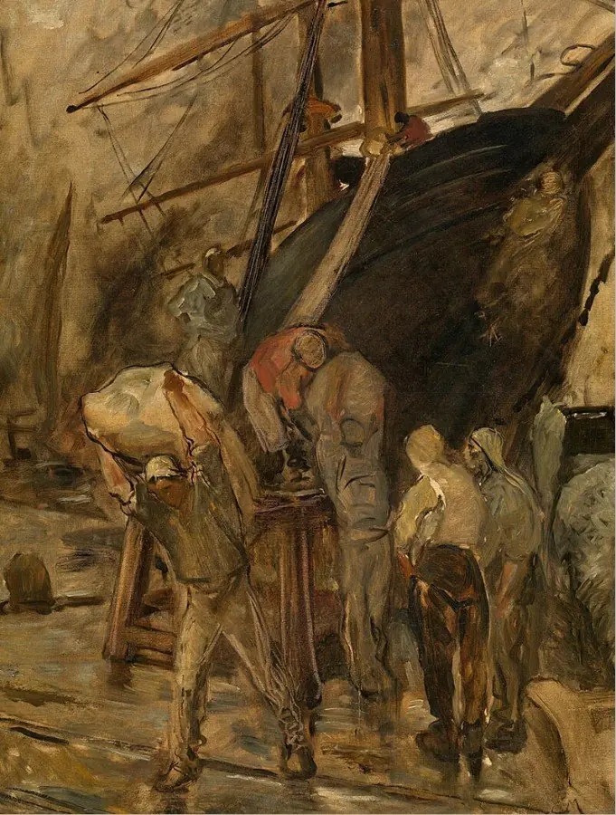 Unloading a Sailing Ship, by Constantin Meunier