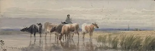 River Scene, with Cattle, by Cooper