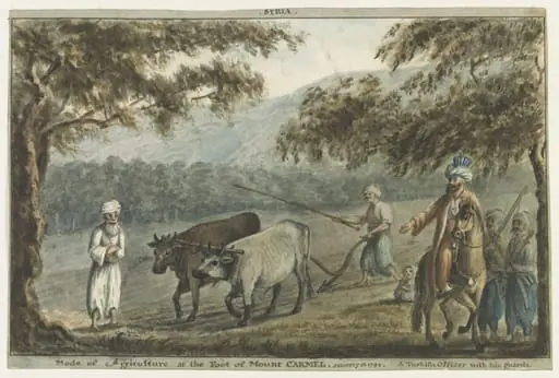 Syria.  Mode of Agriculture at the Foot of Mount Carmel, by Cooper Willyams