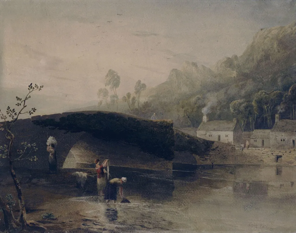 Beddgelert Bridge, by Copley Fielding, watercolor, 1810