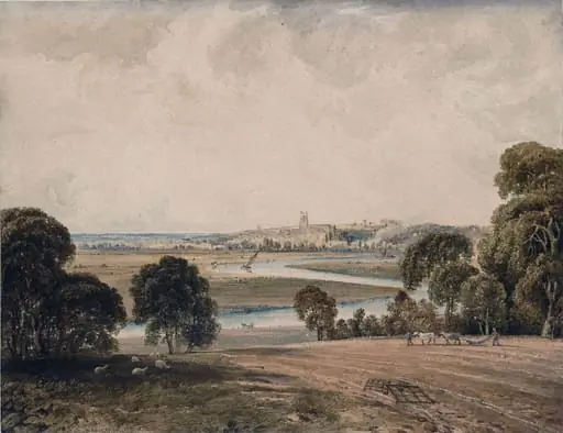 Landscape with winding river, by Copley Fielding