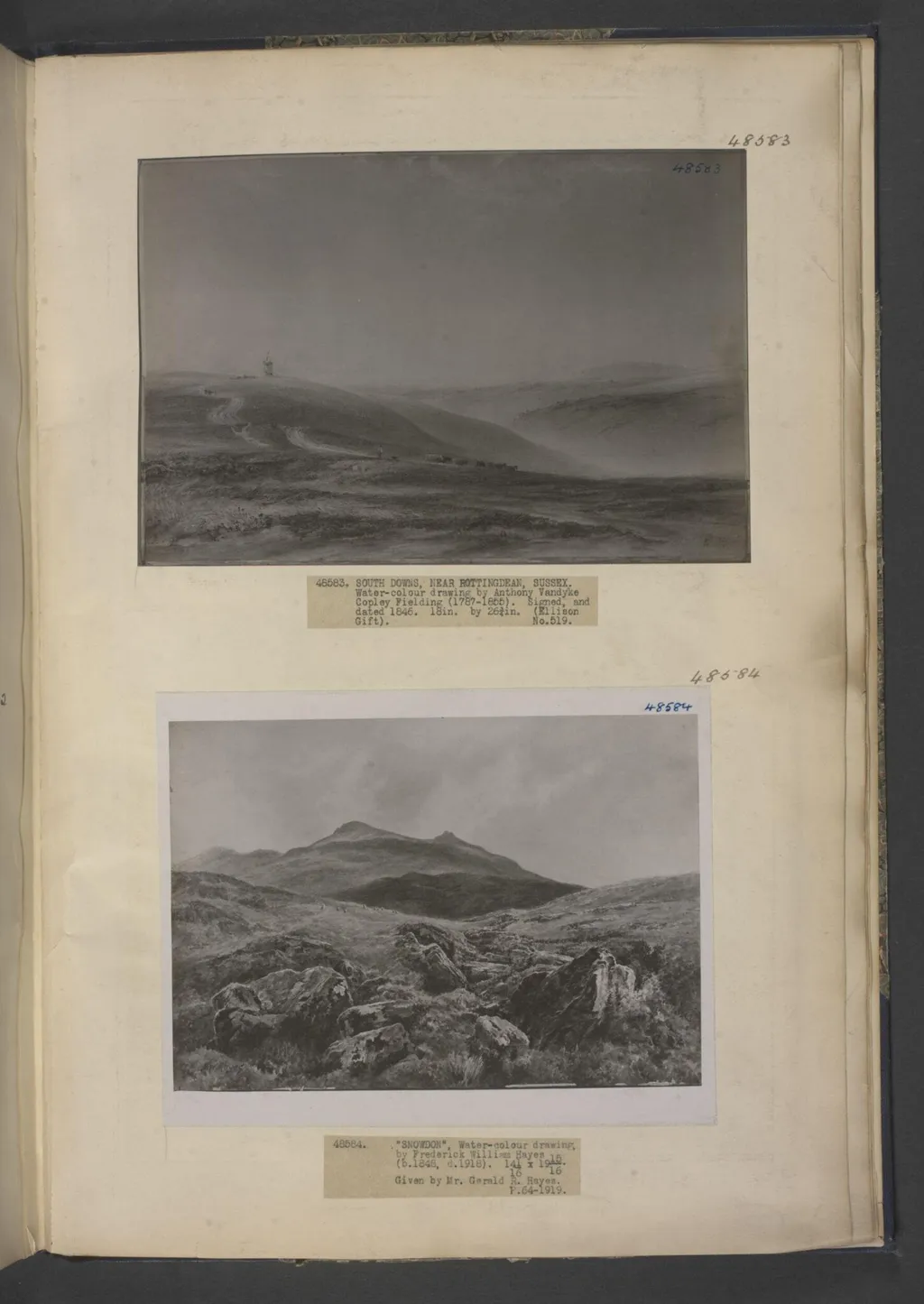 South Downs near Rottingdean, Sussex, by Copley Fielding, watercolor, 1846