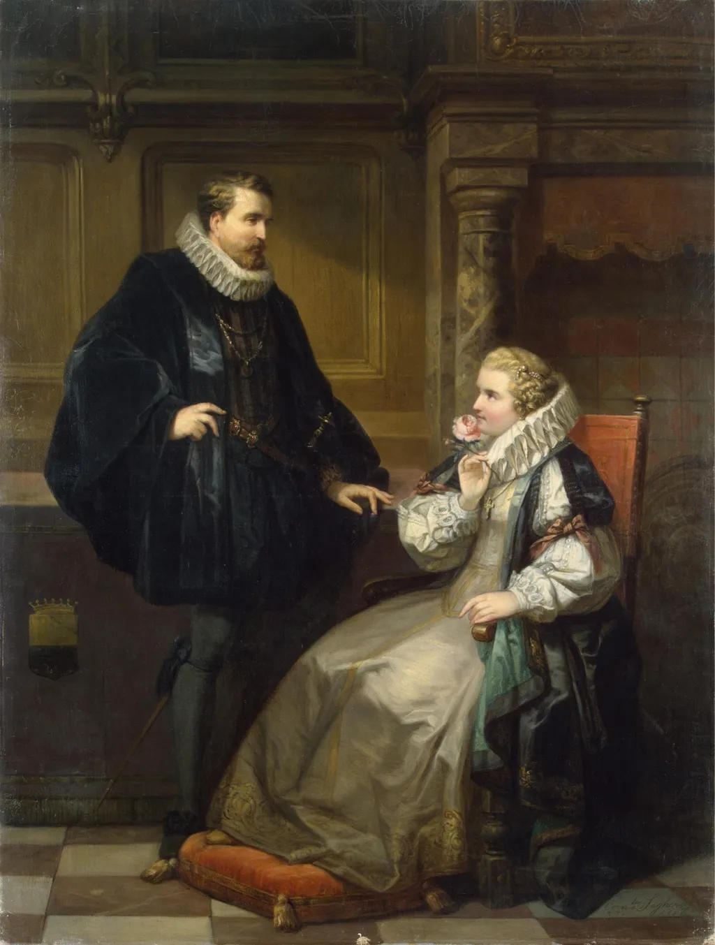 Lady and Gentleman, by Corneille Seghers, oil, 1857