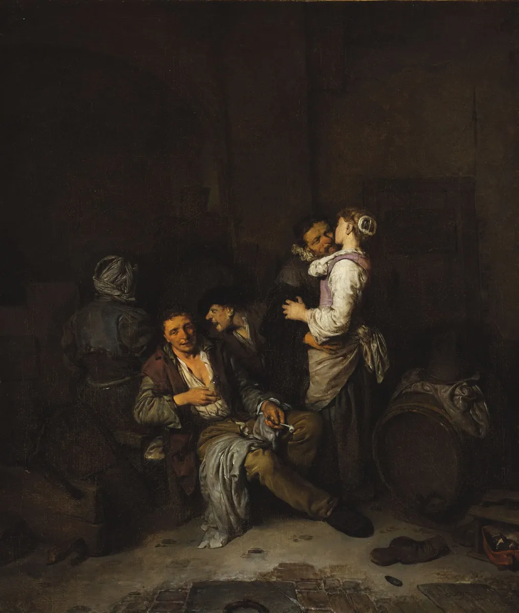 Peasants in a Tavern, by Cornelis Bega, oil, 1662