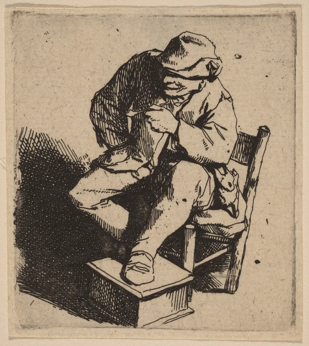 The Smoker, by Cornelis Bega, ink, 1648