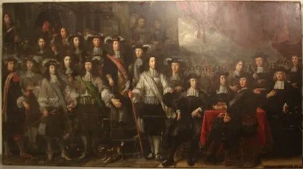Council of war of eleven companies of the Dordrecht militia, ca 1675, by Cornelis Bisschop, oil