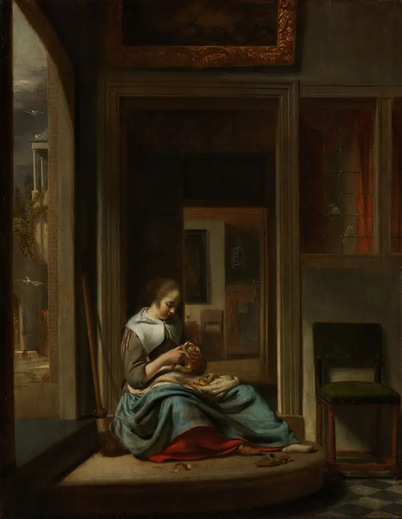 Girl peeling an apple