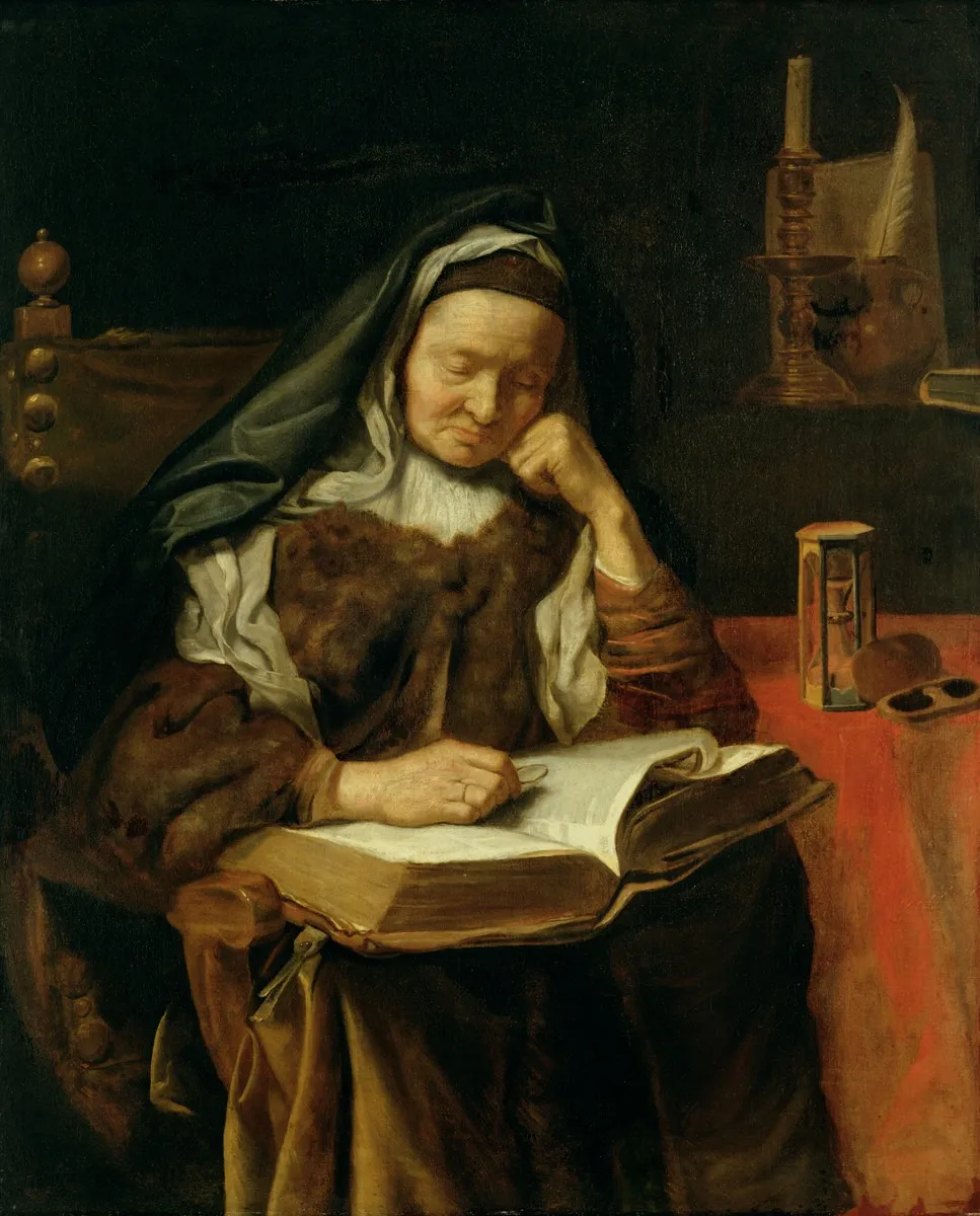 Old Woman Sleeping, by Cornelis Bisschop, oil, 1650