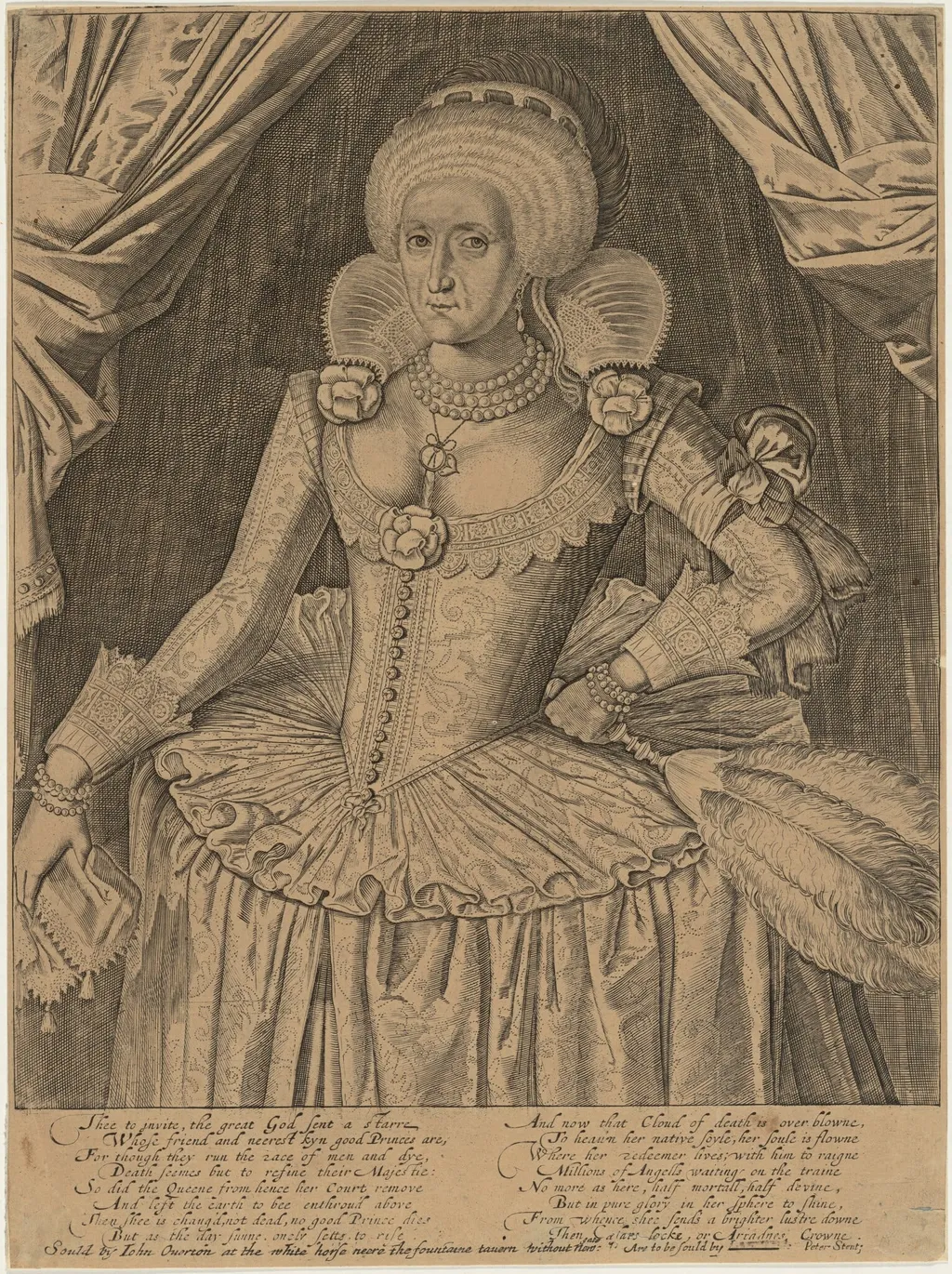 Anne of Denmark, by Cornelis Boel, ink, 1598