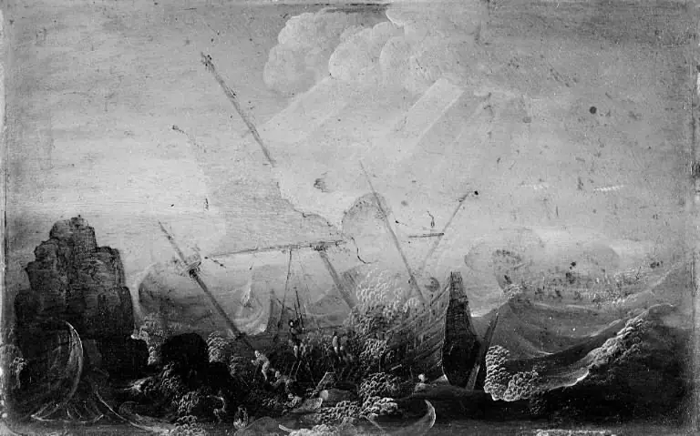 Shipwreck against a Rock, by Cornelis Claesz van Wieringen