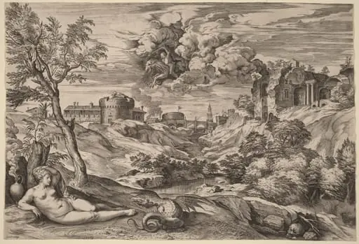 Landscape with Roger Liberating Angelica, by Cornelis Cort