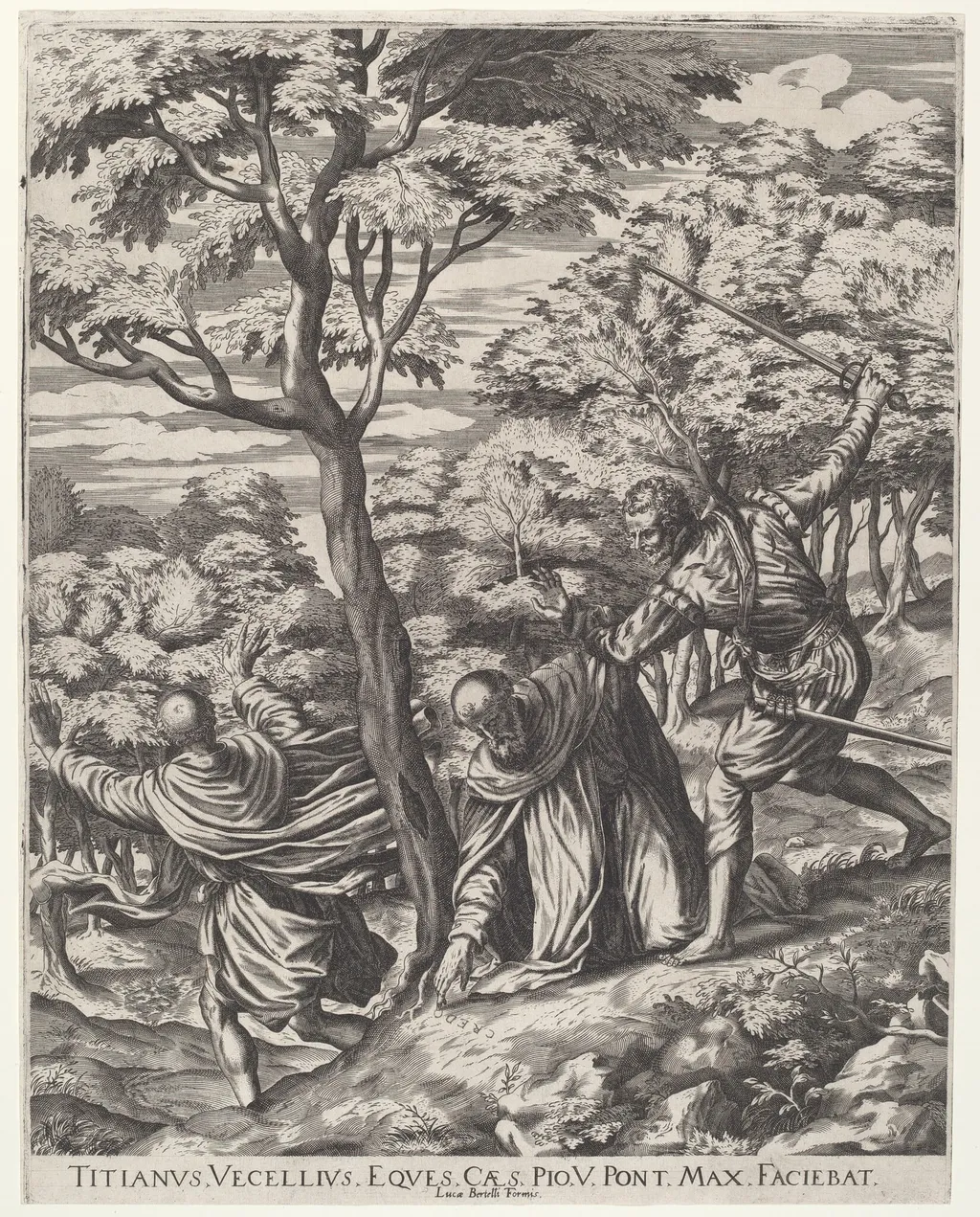 The Assassination of Saint Peter Martyr, by Cornelis Cort, ink, 1567