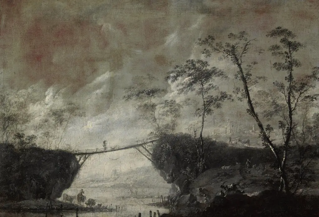 Landscape with a Bridge (Monochromatic), by Cornelis de Bie