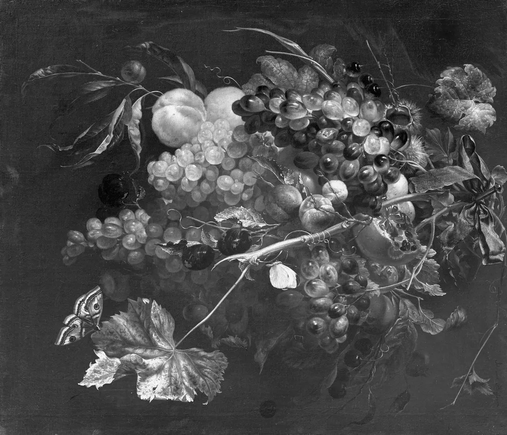 Fruit pendants, by Cornelis de Heem, paint, 1690