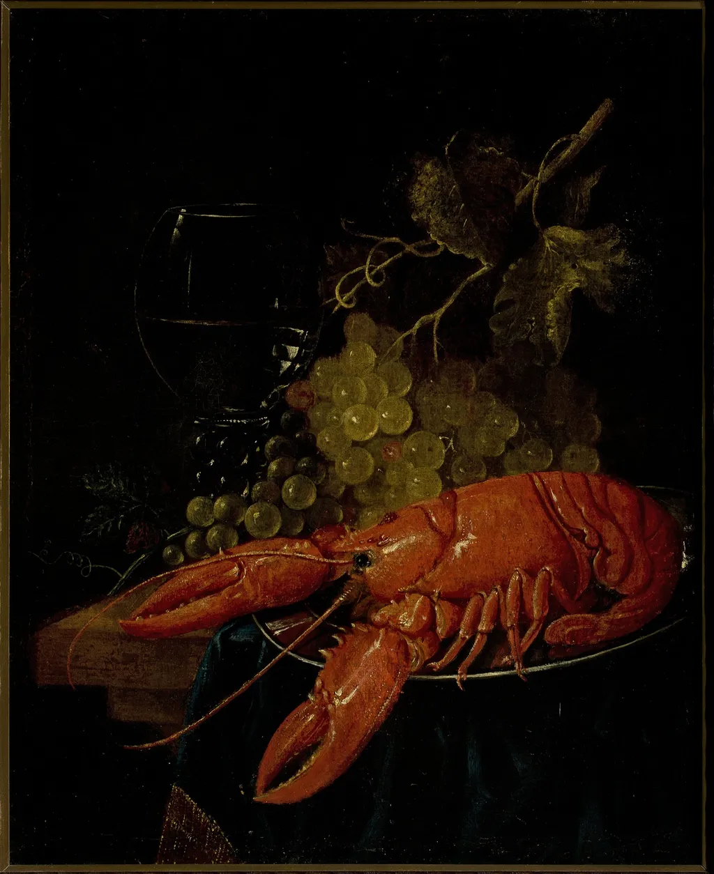 Still life with a lobster, by Cornelis de Heem, oil, 1673