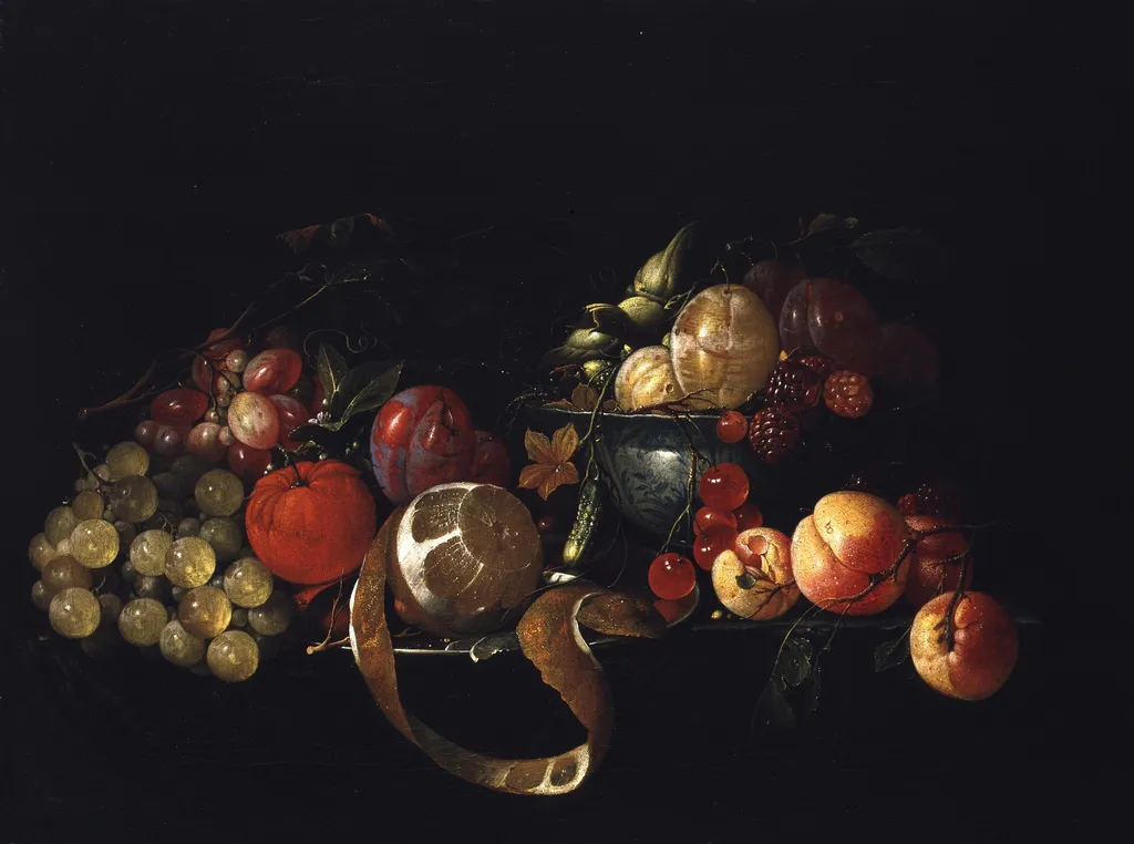 Still Life with Fruits, by Cornelis de Heem, paint, 1689