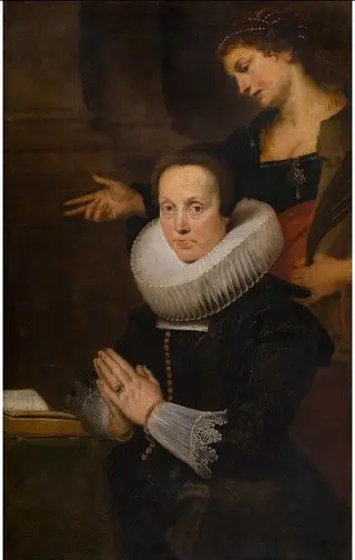 Barbara Kegeleers with Saint Barbara, by Cornelis de Vos, 1620