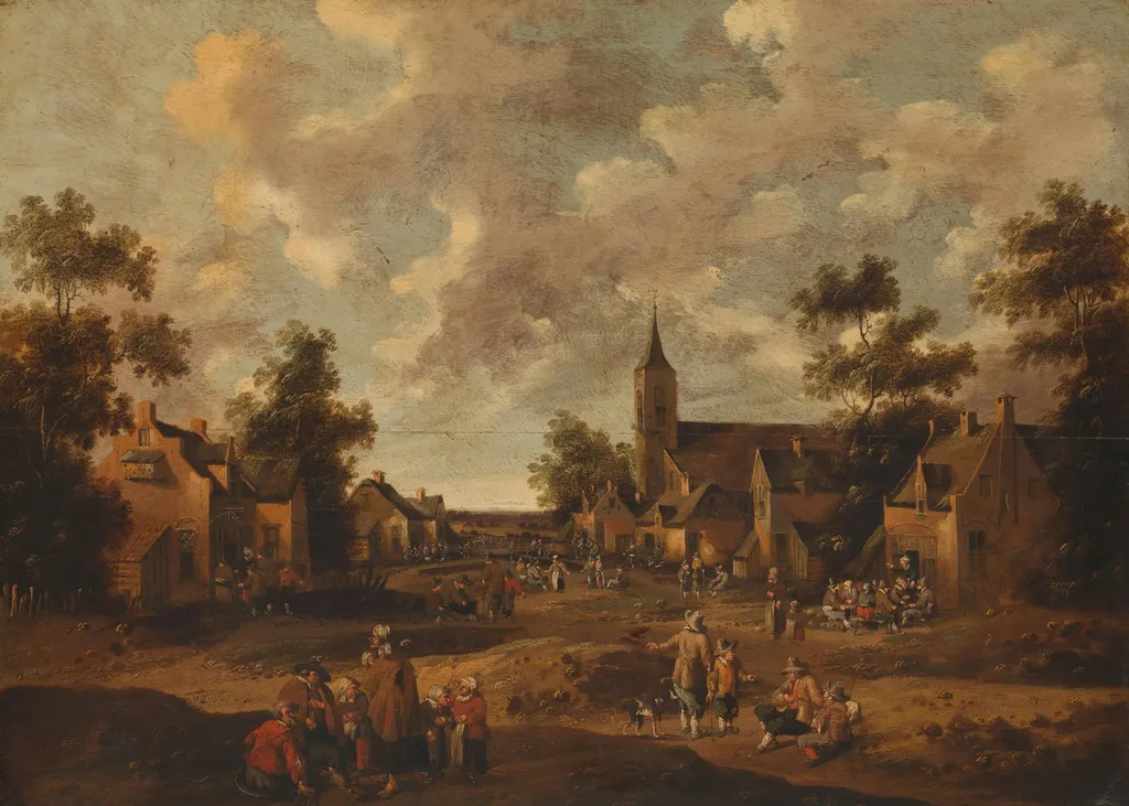 Village Street, by Cornelis Droochsloot, unspecified, 1664