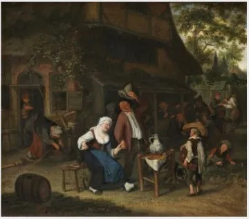 A Merry-making, by Cornelis Dusart, oil, 1696