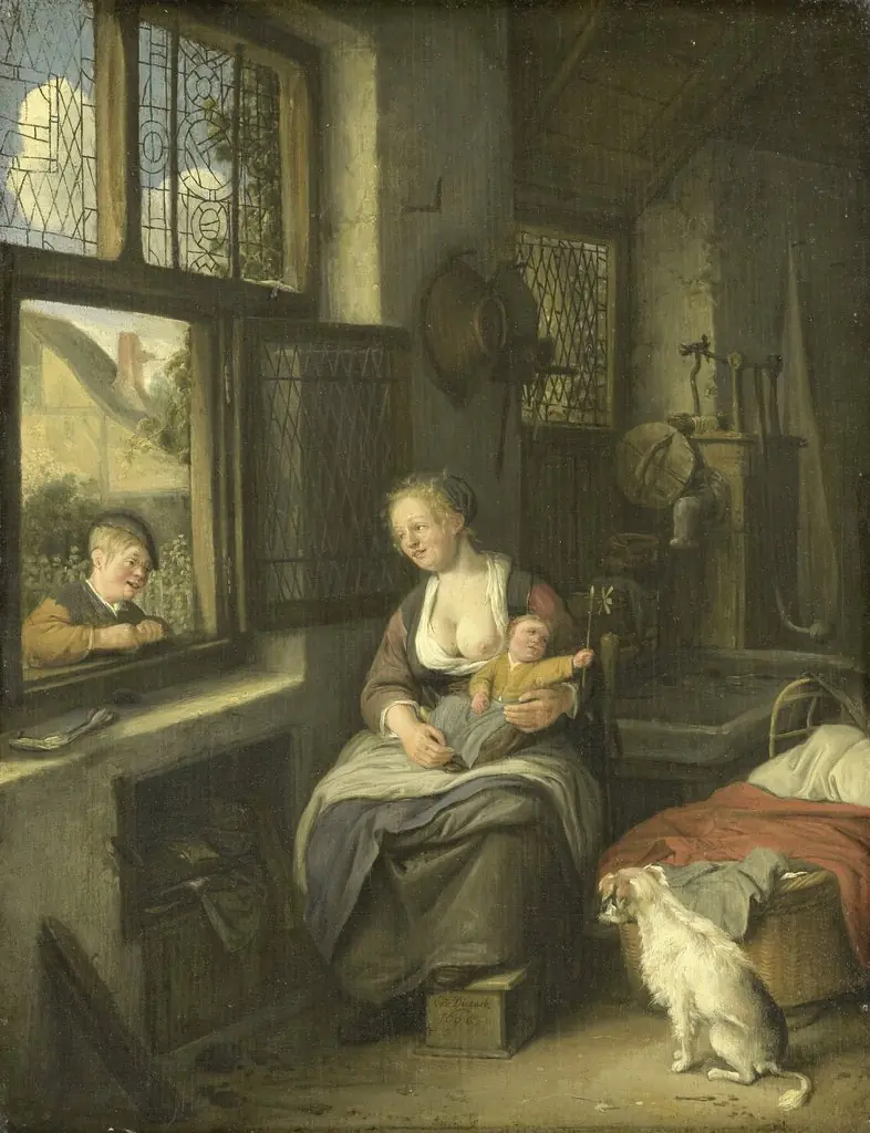 A Mother with her Children, by Cornelis Dusart