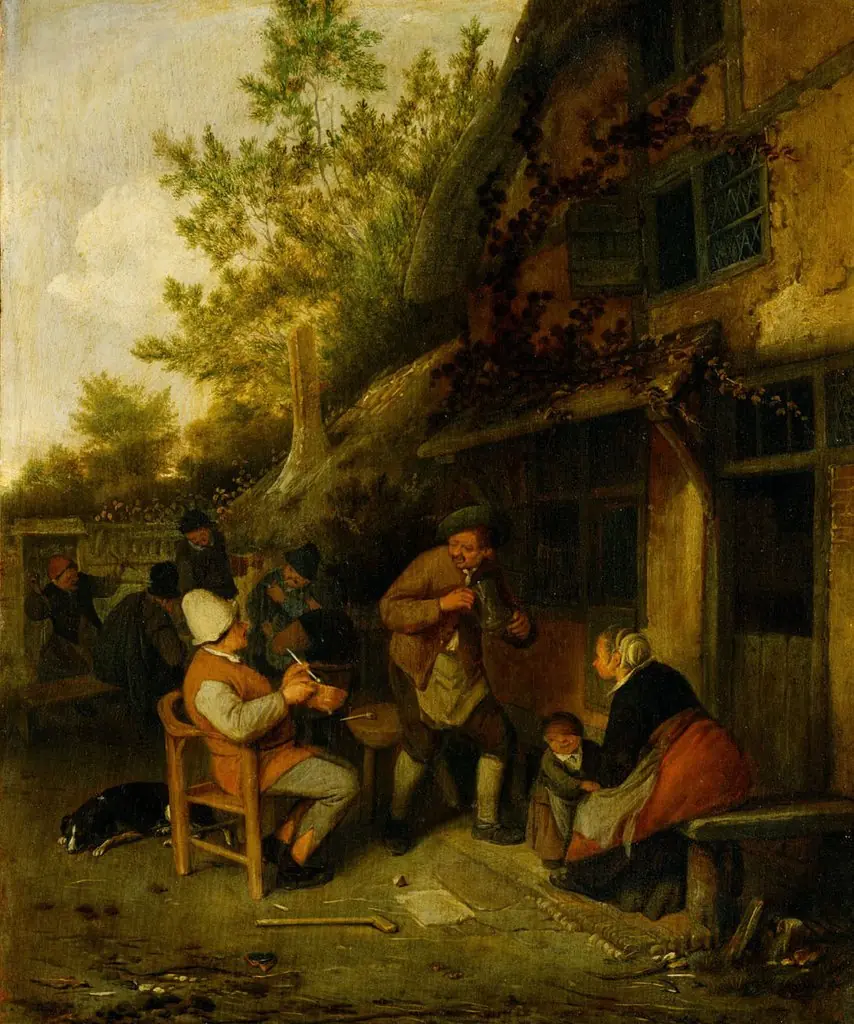Bauern vor einem Wirtshaus, by Cornelis Dusart