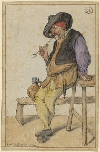 Peasant Smoking, by Cornelis Dusart