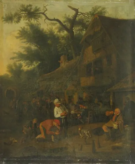 Playing skittles, by Cornelis Dusart