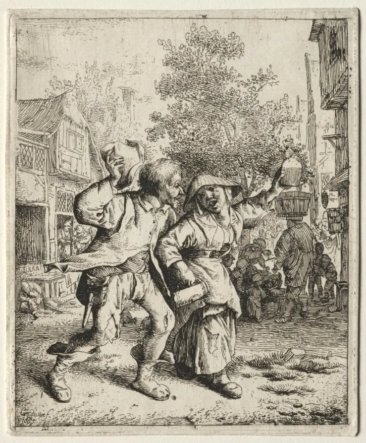 The Drunken Couple, by Cornelis Dusart, 1685