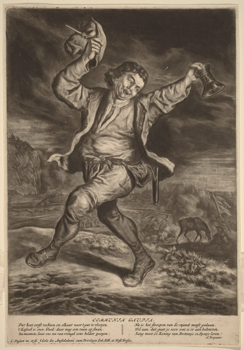 The Happy Patriot, by Cornelis Dusart, ink, 1695