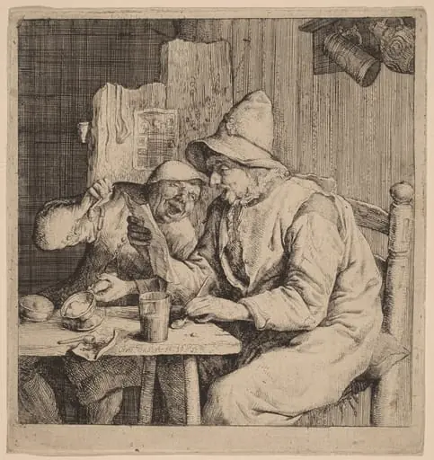 Two Peasants Singing, by Cornelis Dusart