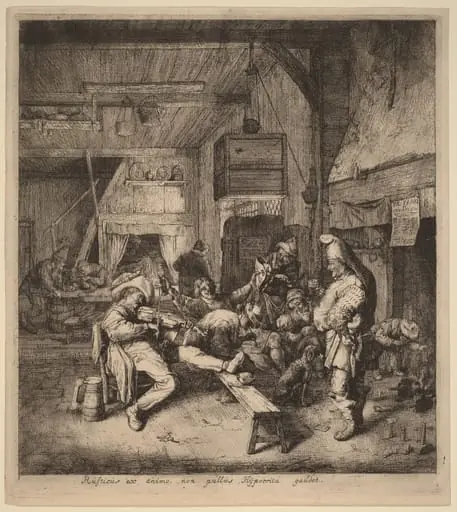 Violin Player Seated in a Tavern, by Cornelis Dusart