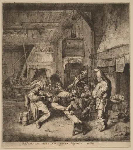 Violin Player Seated in a Tavern, by Cornelis Dusart