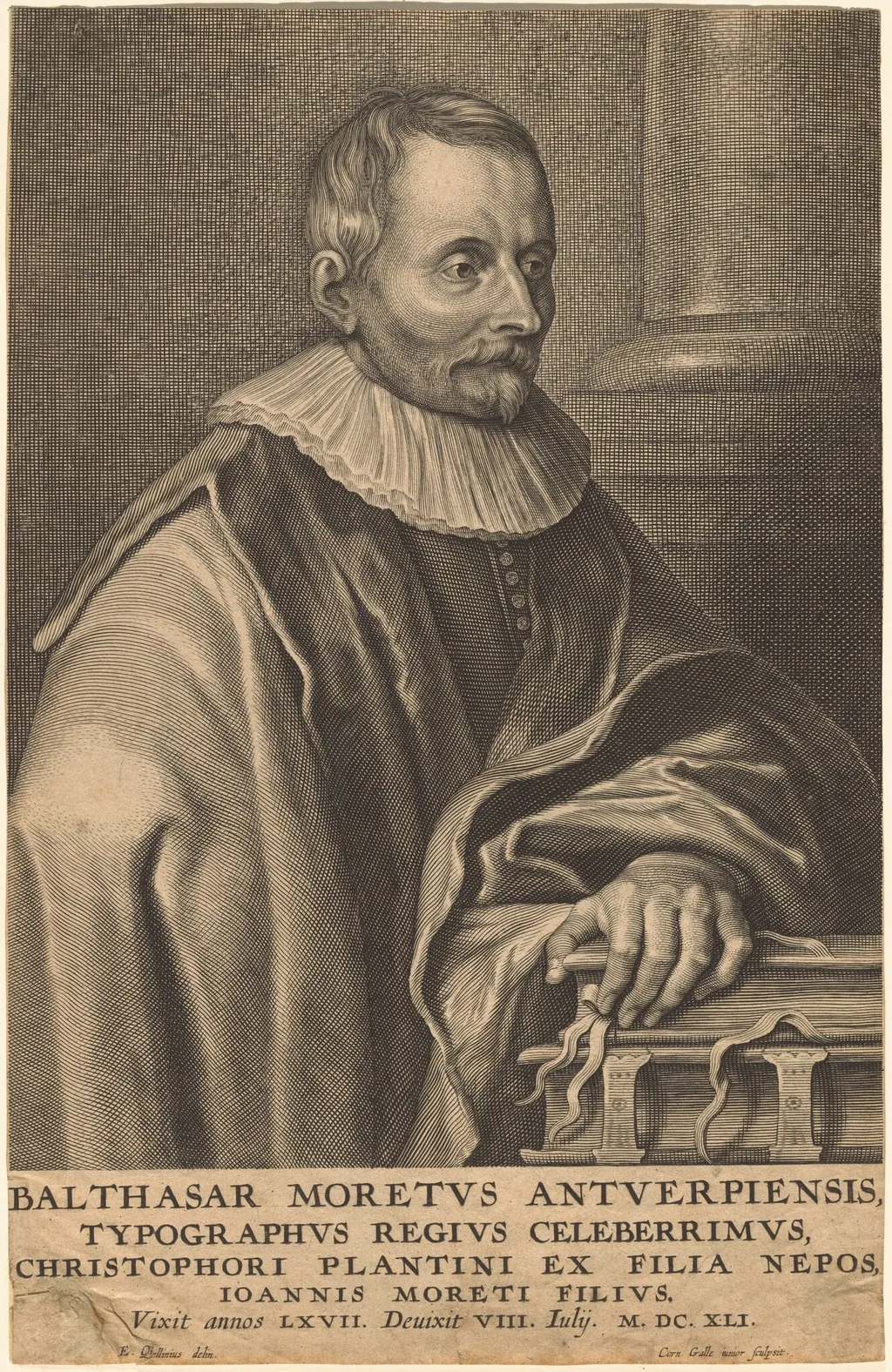 Balthasar Moretus of Antwerp, by Cornelis Galle I, ink, 1613