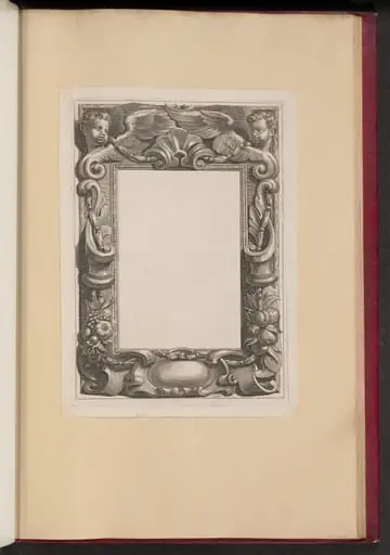 Border Illustration with Two Putti and Fruit, by Cornelis Galle I
