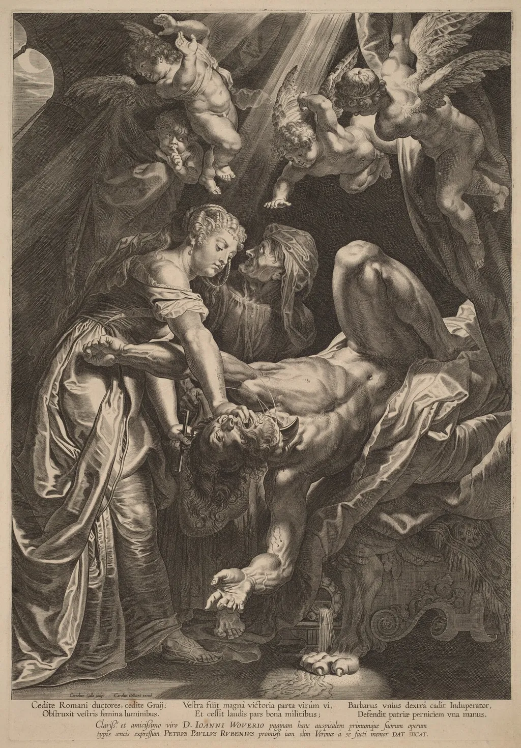 Judith Beheading Holofernes, by Cornelis Galle I, ink, 1610
