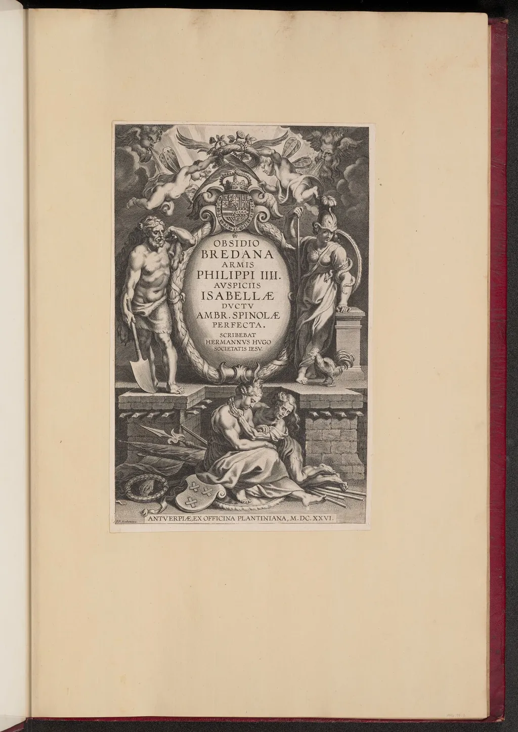Title Page for Herman Hugo's "Obsidio Bredana", by Cornelis Galle I, ink, 1626