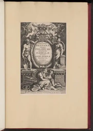 Title Page for Herman Hugo's "Obsidio Bredana", by Cornelis Galle I, 1626