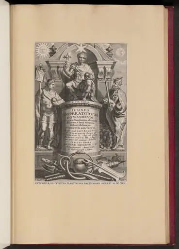 Title Page for Hubert Goltzius's Icones Imperatorvm Romanorvm (Opera Omnia, V), by Cornelis Galle I