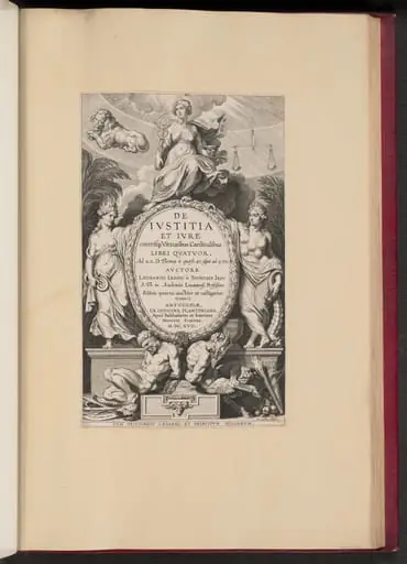 Title Page for Leonard Lessius, De Ivstitia et Ivre..., by Cornelis Galle I