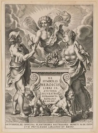 Title Page for Silvester Pietrasanta, De Symbolis Heroicis, by Cornelis Galle I