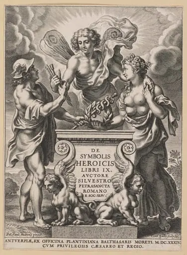 Title Page for Silvester Pietrasanta, De Symbolis Heroicis, by Cornelis Galle I