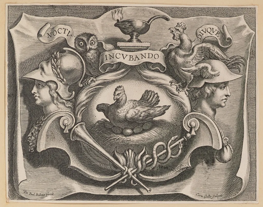 Vignette for the Title Page of Martinus Bonacina, Opera Omnia, by Cornelis Galle I, ink, 1632