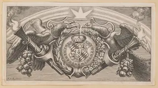 Vignette for Title Page of Balthasar Cordier, Catena Patrum Graecorum in Sanctum Ioannem, by Cornelis Galle I, 1630